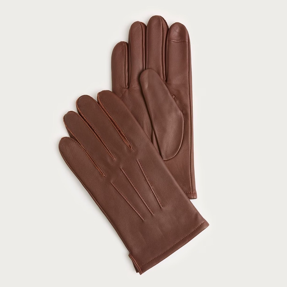 J crew small Burnished sienna Cashmere-lined leather gloves size large